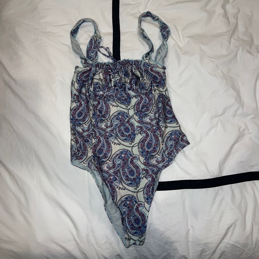Frankie’s Bikinis Fawn Shine Ruffle One Piece Swimsuit, Large